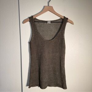 POETRY linen crochet minimalist large knit sleeveless lagenlook blouse S